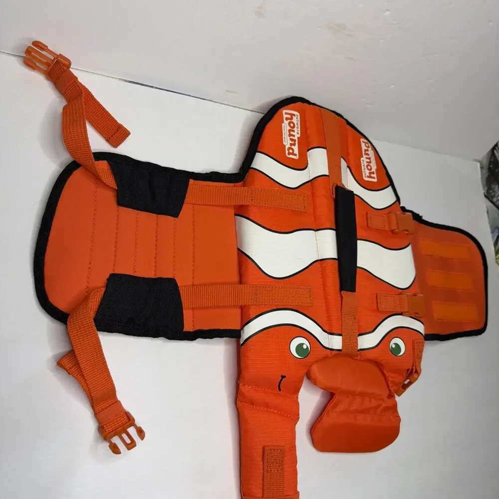 Outward Hound Neoprene Clown Fish Small Dog Life Jacket Swimmer Orange Handle - Picture 8 of 11